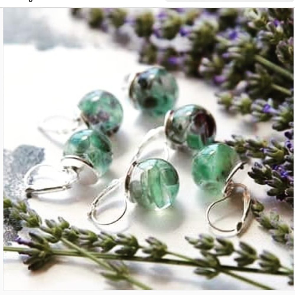Jewelry Resin Silver Round Earings
